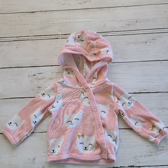 Carter's Girl's Pink Smiley Cats Long Sleeve Sweater Newborn - Picture 7 of 7